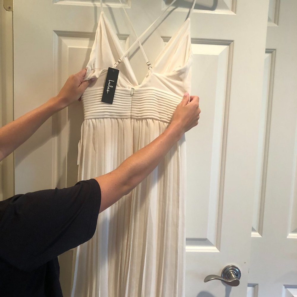 White pleated dress from LULUS